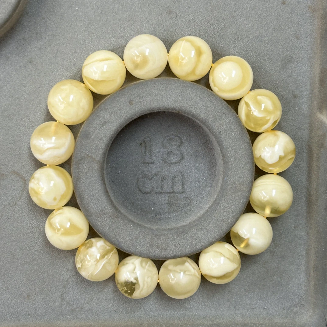 乌料柠檬黄圆珠手串13加23.82克