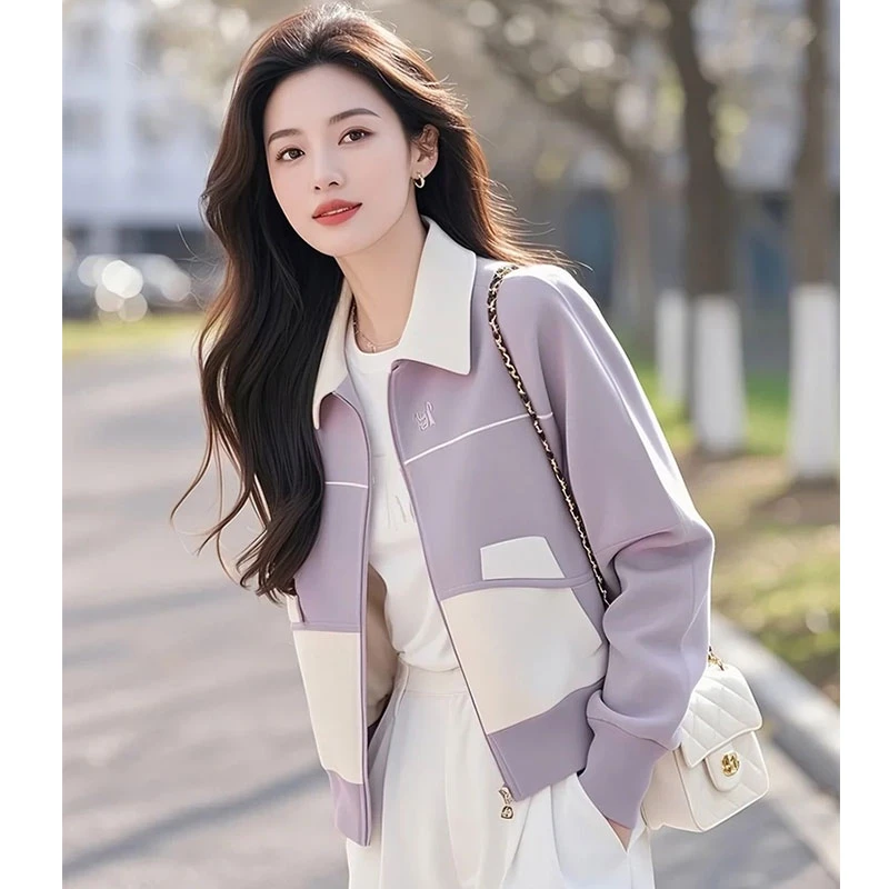 2025开春新款超火减龄韩系独特超好看小香风洋气紫色短外套女春装