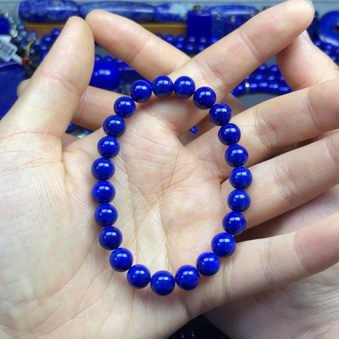 青金石未镶嵌圆珠手串8+