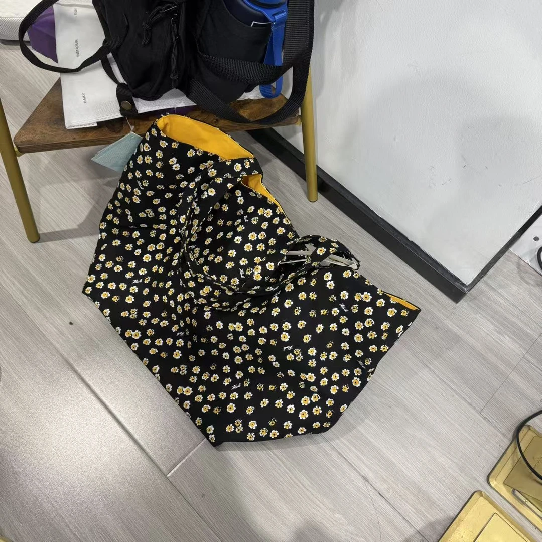 K230367 小雏菊 黑色购物袋 帆布袋 环保袋