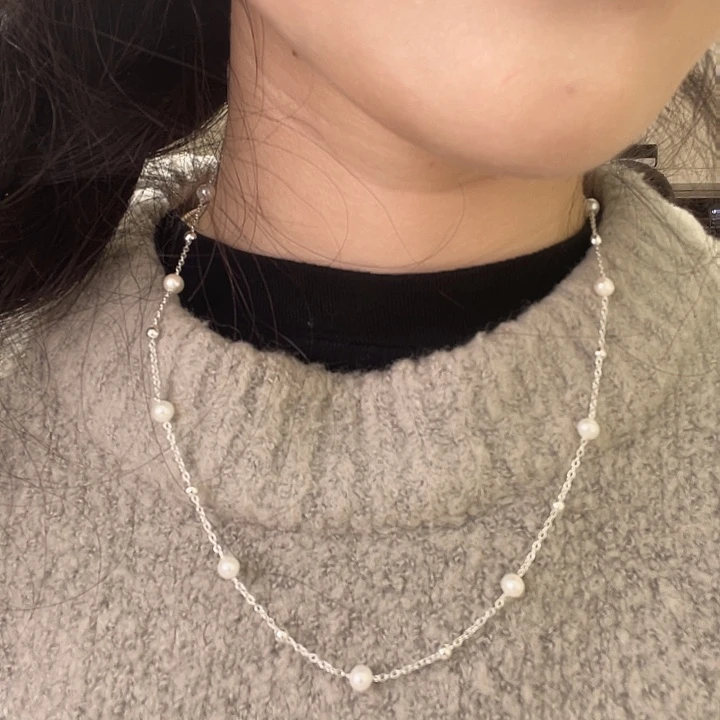 项链淡水珍珠银S925镶嵌