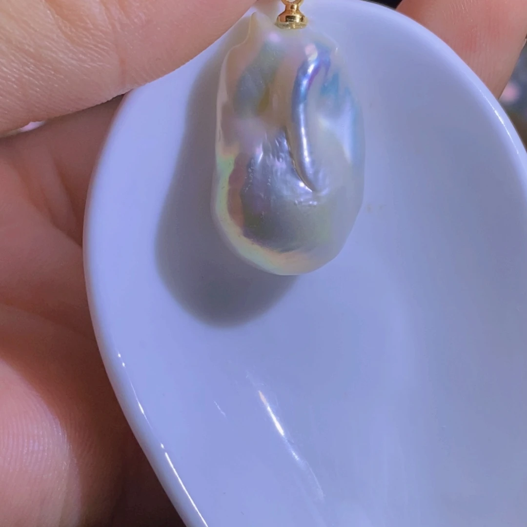 银S925镶嵌淡水珍珠微瑕