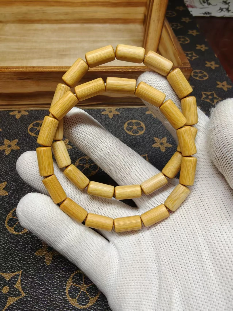 实心竹手串，尺寸7×14 ，纯手工制作，颗颗挑选