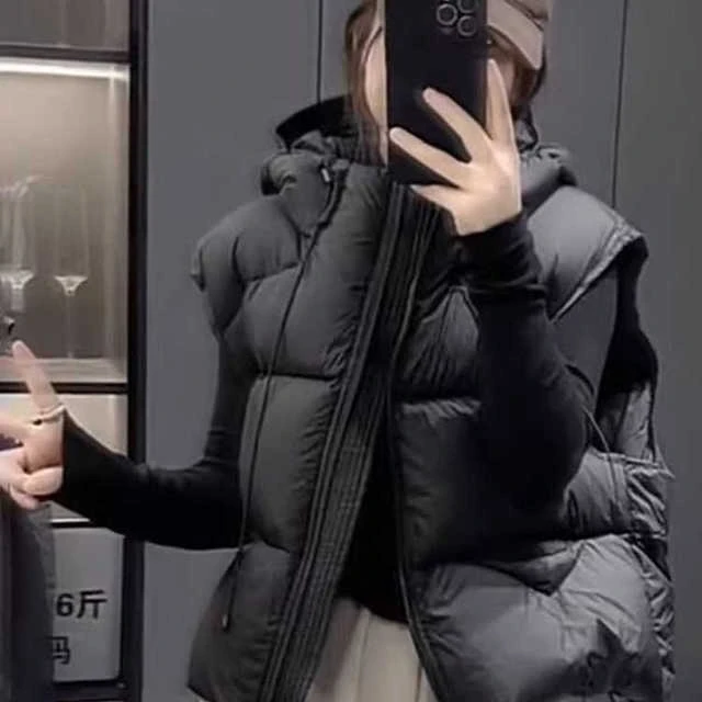 时尚韩版羽绒马甲女短款连帽宽松大码坎肩冬季外穿保暖背心马夹潮
