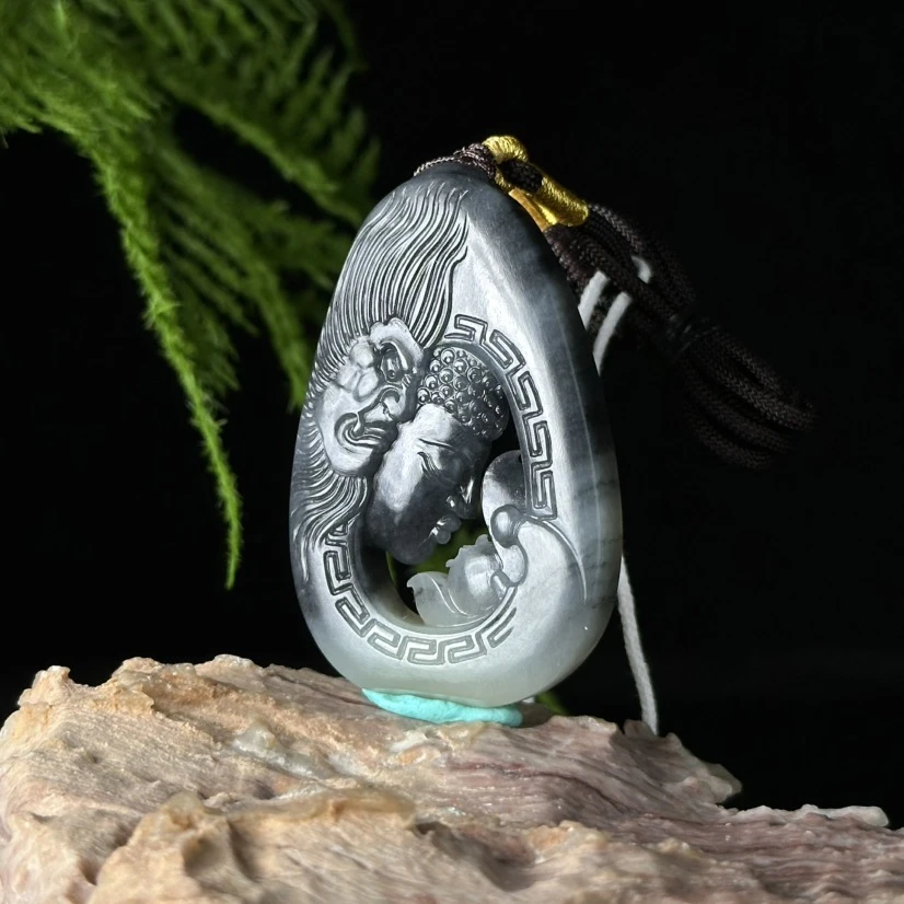 ZZ042409 和田玉青花悟道吊坠