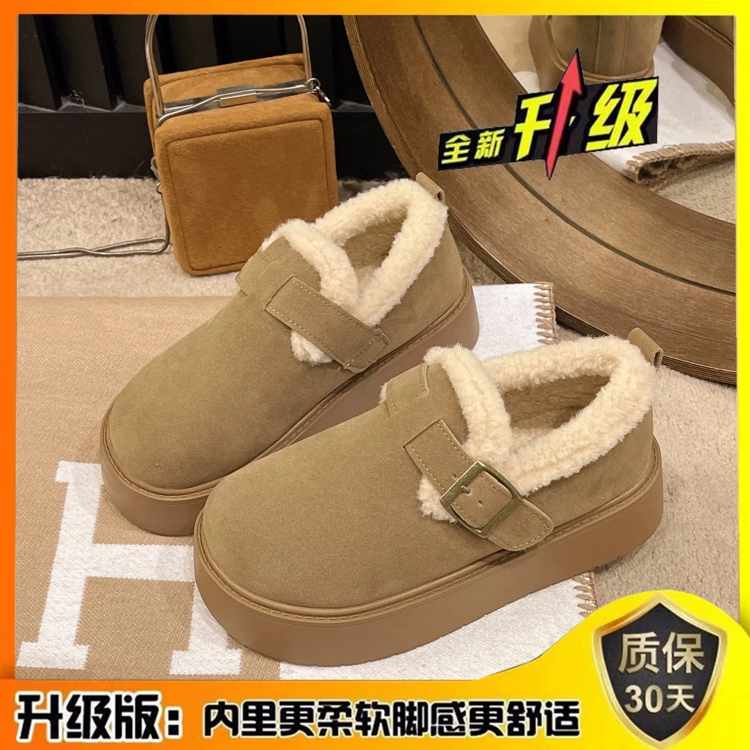 新款增高4公分厚底休息加绒加厚博肯女鞋