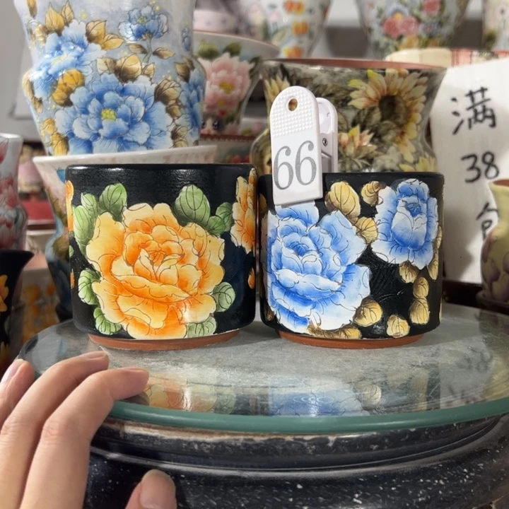 景德镇手绘花盆满38包邮偏远地区除外