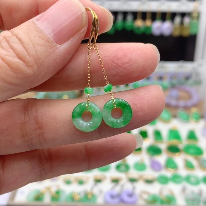 翡翠18K金镶嵌耳饰