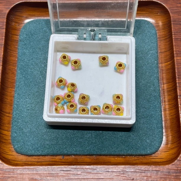足金999烧蓝多宝糖果5D硬金5mm隔珠（此订单发两个）