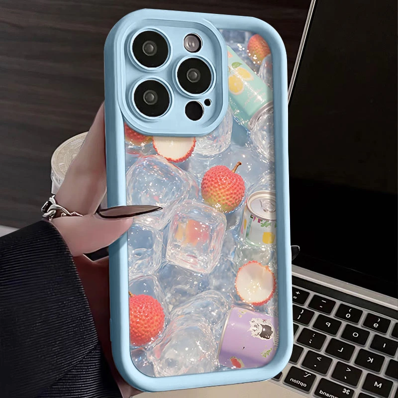冰镇荔枝汽水适用iphone16苹果手机壳15promax金刚砂14软131211