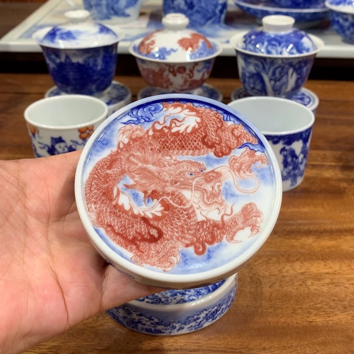 自成堂柴窑 釉里红龙纹