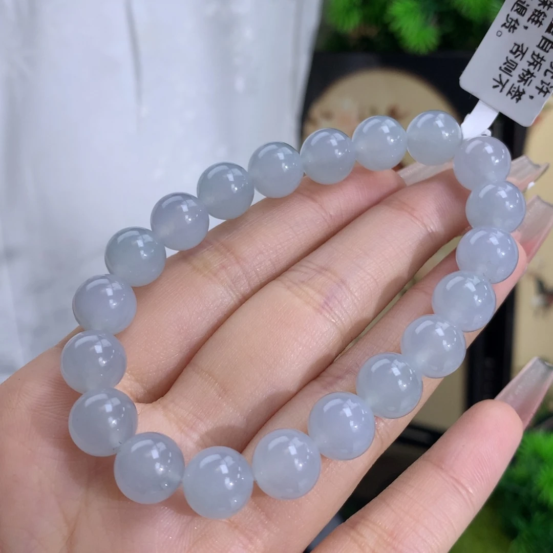 翡翠手链未镶嵌卡9.5冰润胶蓝底