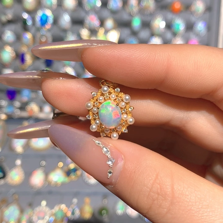 欧泊欧泊吊坠t银S925镶嵌