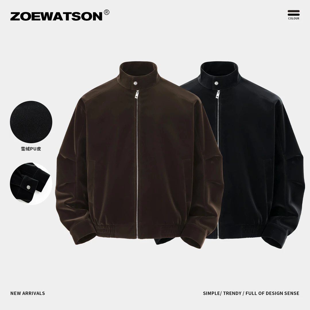 【ZOEWATSON】皮衣夹克复古雪绒pu皮立领时尚正肩防水防污外套Z5256