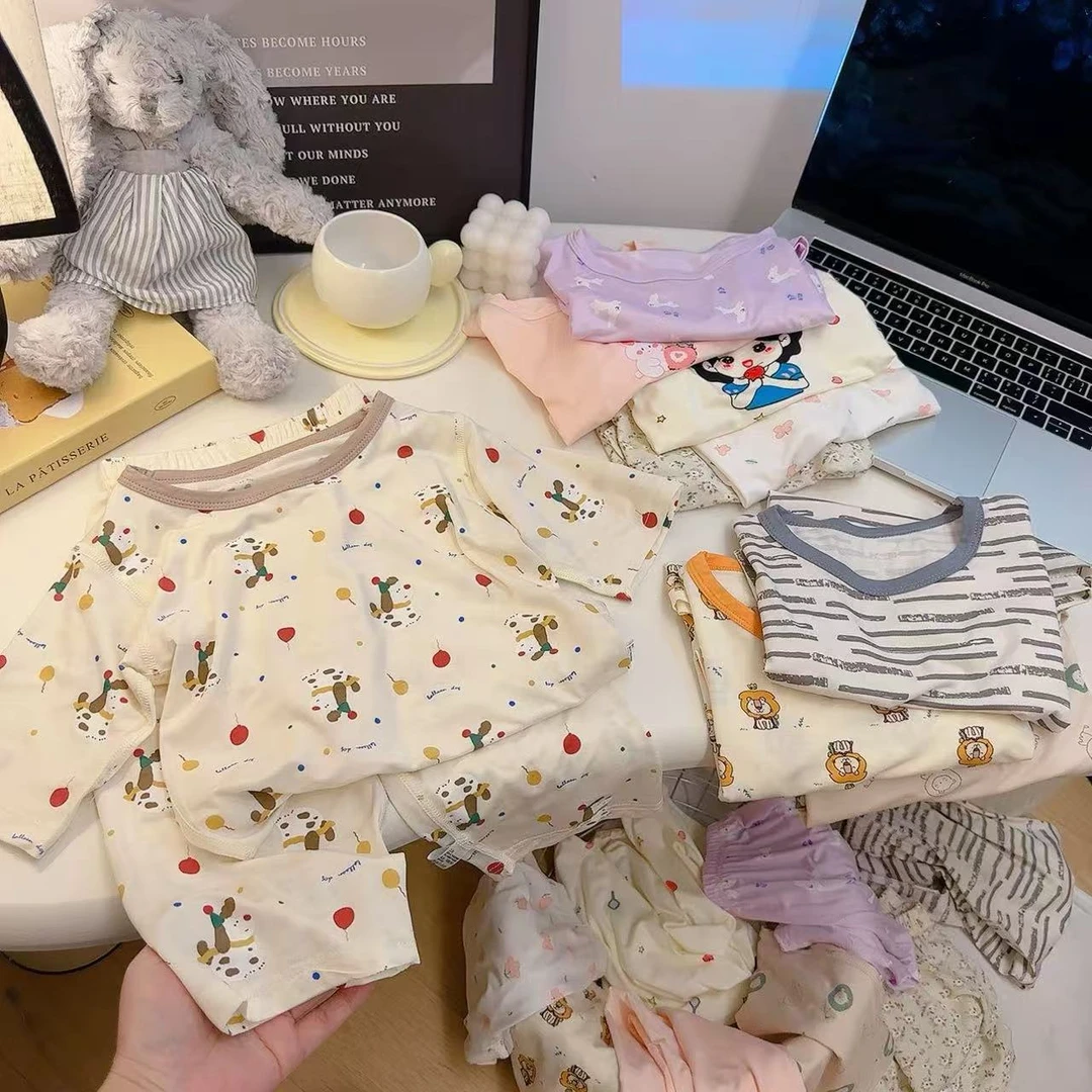 【多鱼妈妈】7A抗菌儿童睡衣夏季优可丝莱赛尔七分宝宝空调服家居服
