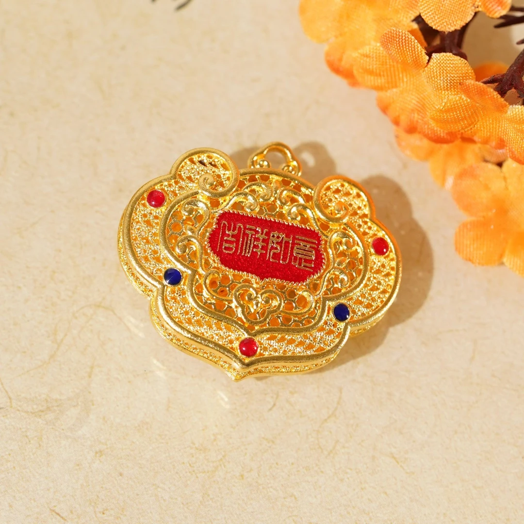 吊坠足银 古法工艺足银999吉祥如意莲花吊坠 SU0074