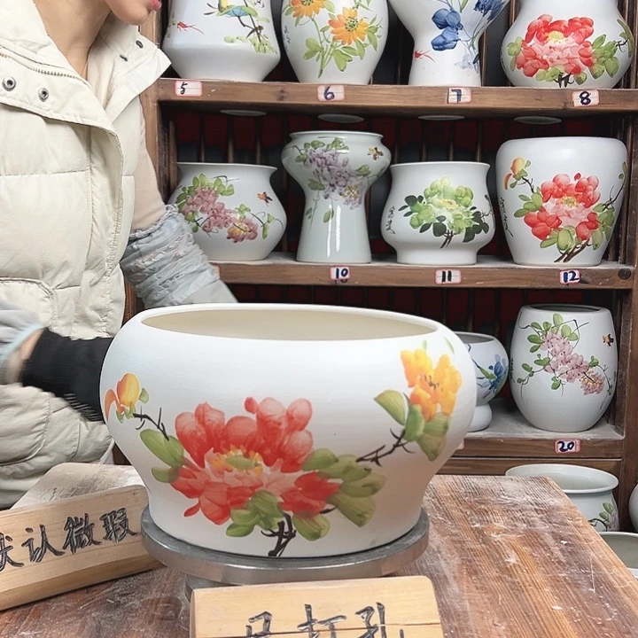 摆件口25牡丹新款陶瓷