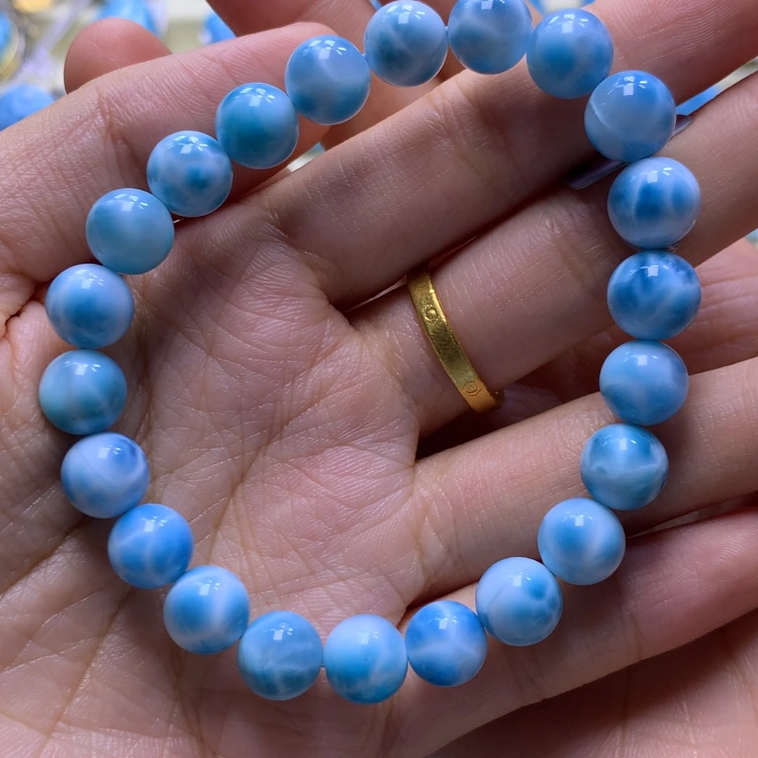 针钠钙石（海纹石）未镶嵌手串9+手串色差略异