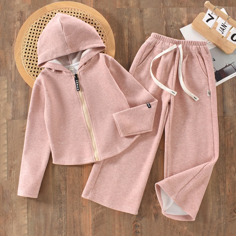 女童秋季套装2025新款儿童时尚保暖亲肤柔软洋气简约韩系中大童装