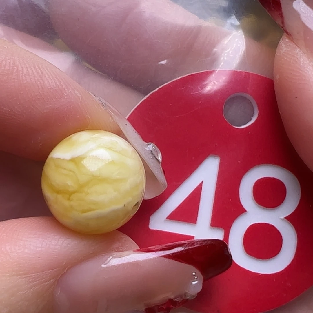 蜜蜡未镶嵌珠宝奇石微花粉12mm金瓷白虎皮圆珠