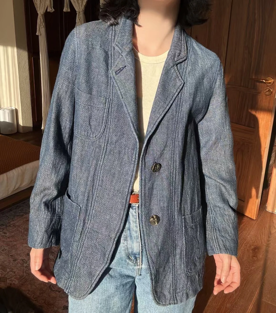 95新 Issey Miyake/三宅一生 三宅一生/蓝色牛仔外套