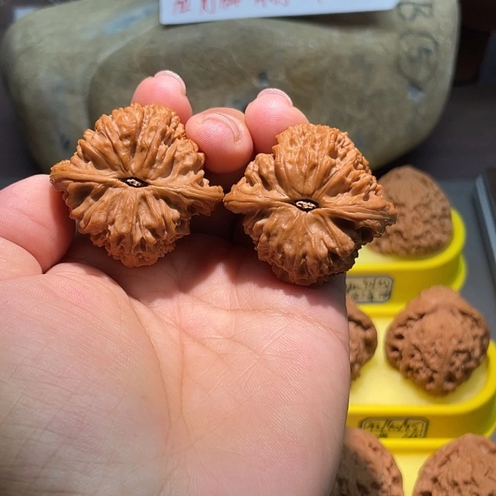 文玩核桃把件1号，42尺全品三角疆