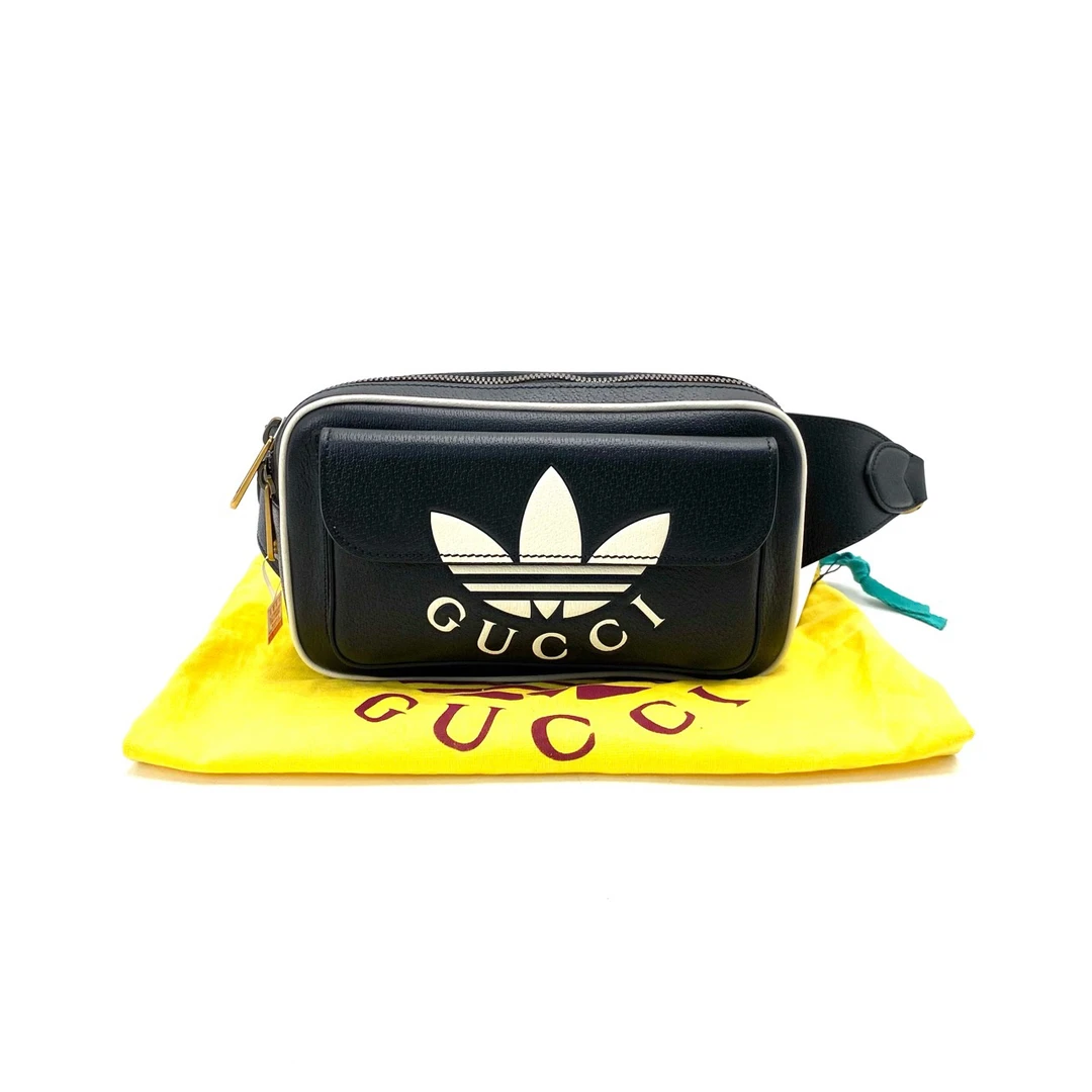 99新 GUCCI/古驰 经典三叶草联名款胸腰包 尺寸22/17