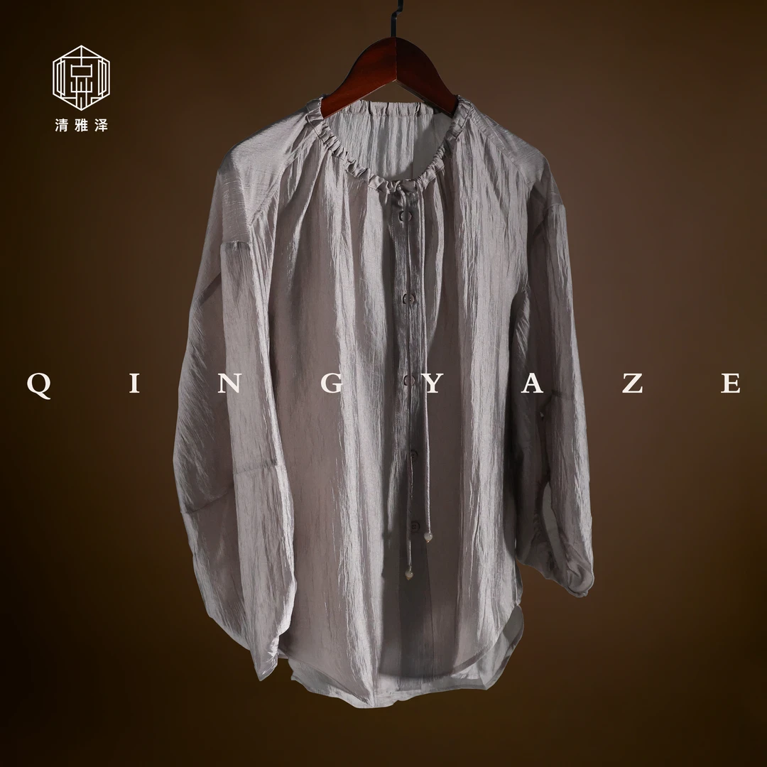 灰琉璃！进口醋酸新中式上衣！GZ4104