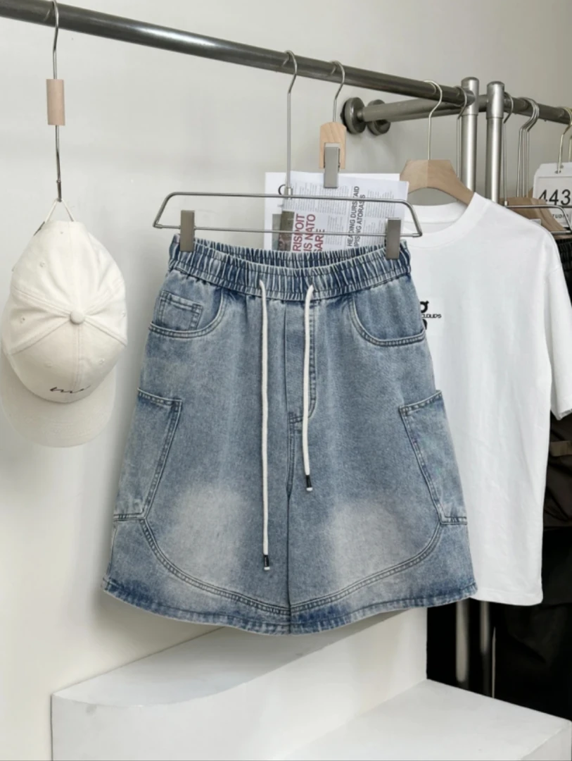 US原创设计小众设计户工装牛仔短裤情侣款五分裤夏季上新Z-82601