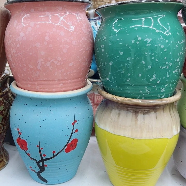 多肉绿植陶瓷花盆9.9包邮，有孔