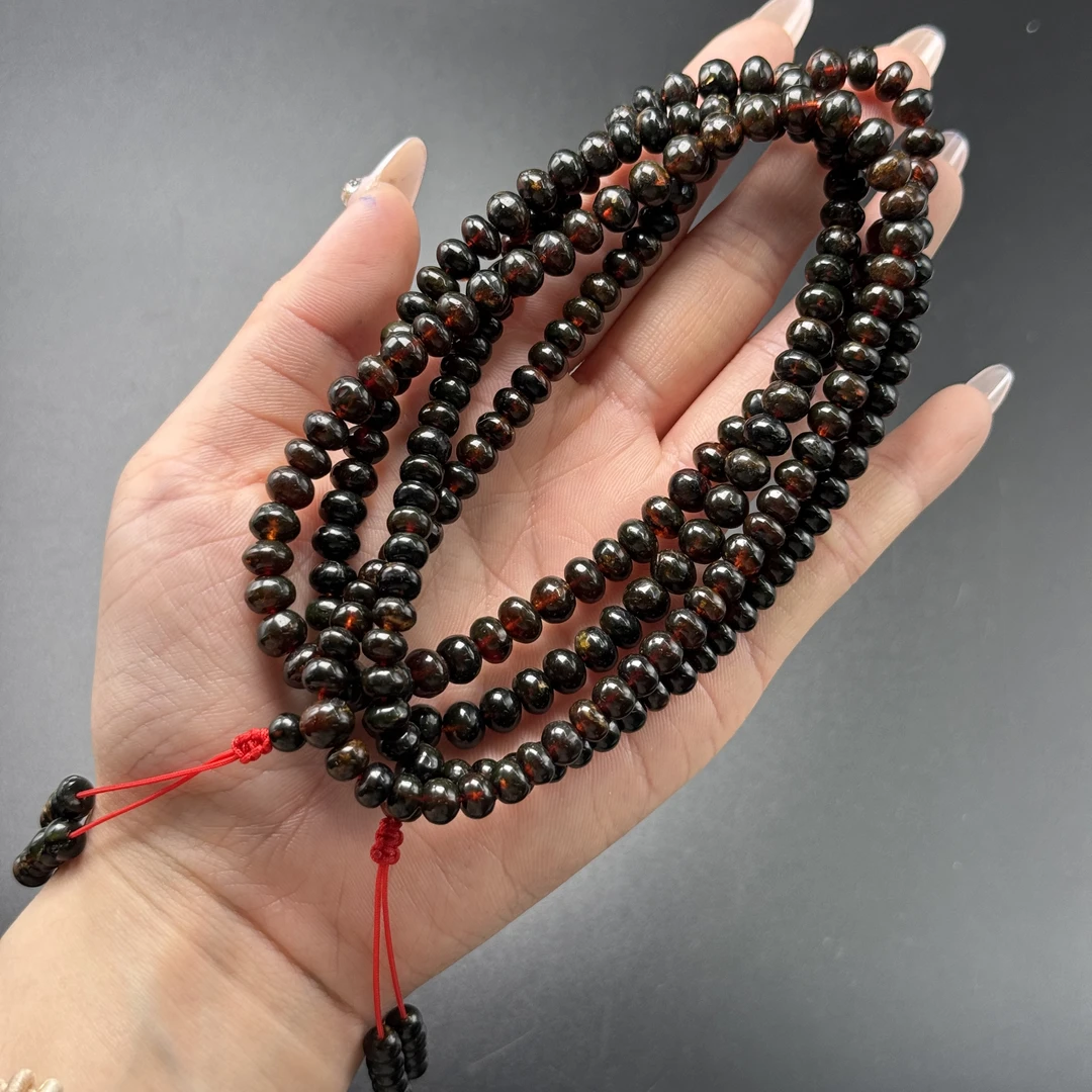 【北野珠宝】天然抚顺琥珀翳珀项链-B166H-131 多样性发一 6mm