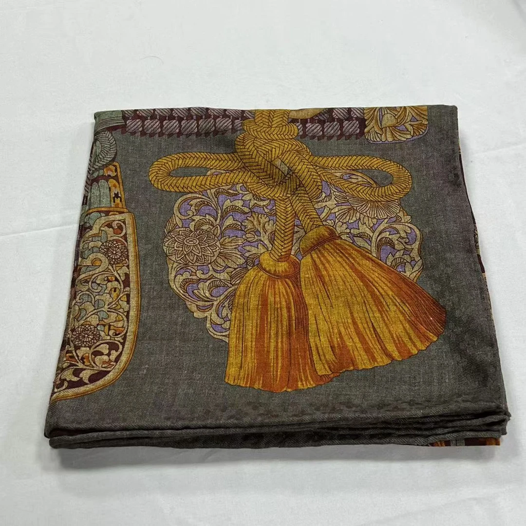 110提花丝毛-橙穗铠甲  106cm丝巾