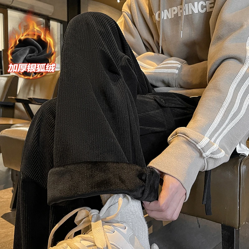 中性风垂感裤子男生春秋季裤脚卷边情侣潮牌宽松男春秋款大码卫裤