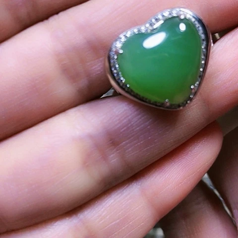 和田玉银S925镶嵌戒指