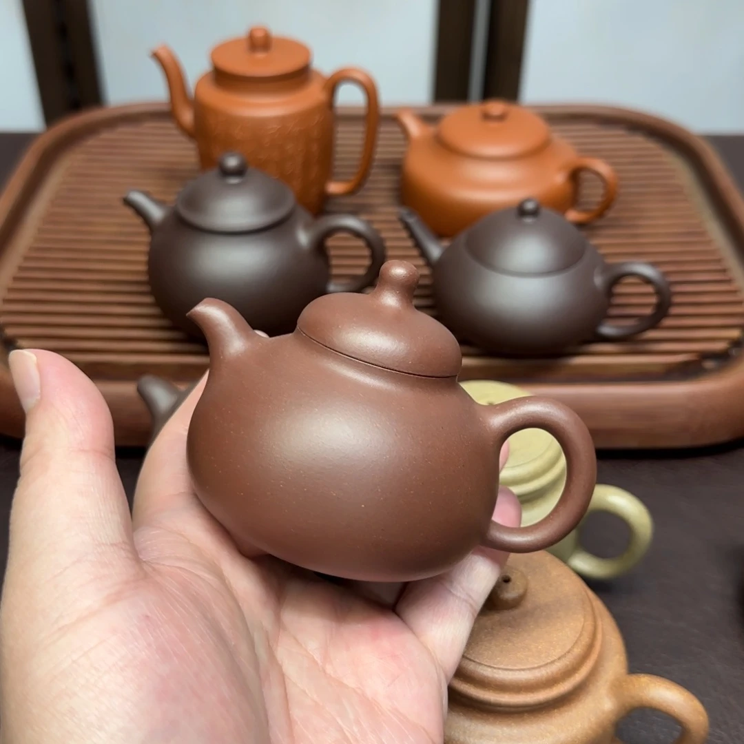 钱***火茶壶紫砂小树林紫泥三足乳鼎瑕