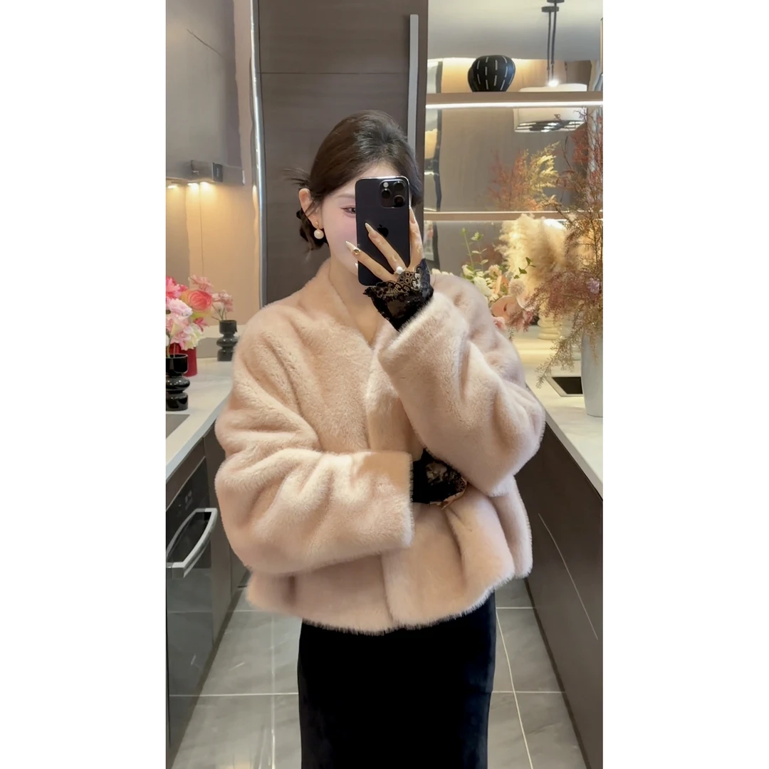 【周粥】【吉祥如意】2026新款温柔风气质加厚保暖毛毛外套JJD5WT0001