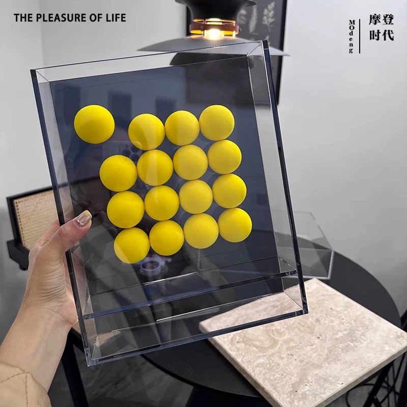 可爱亚克力海绵球装饰画创意摆件相框客厅家居桌面克莱因蓝装饰品