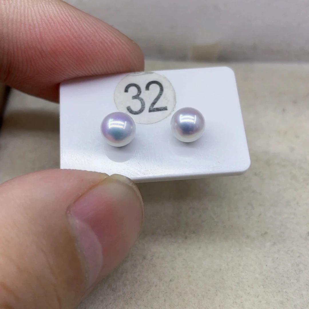 海水珍珠耳饰银S925镶嵌4-5mm