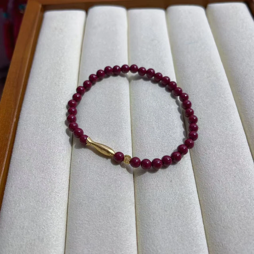 含辰砂工艺品朱砂小鱼钱币s925银手串YQ122841