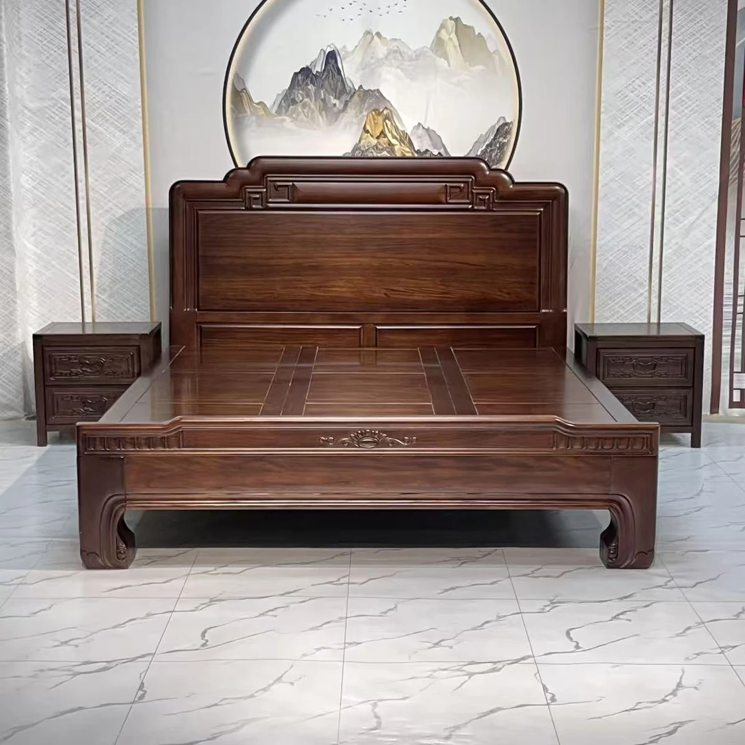 新款乌金木全实木床双人床雕花主卧婚床家具新家入住加厚仿古大床