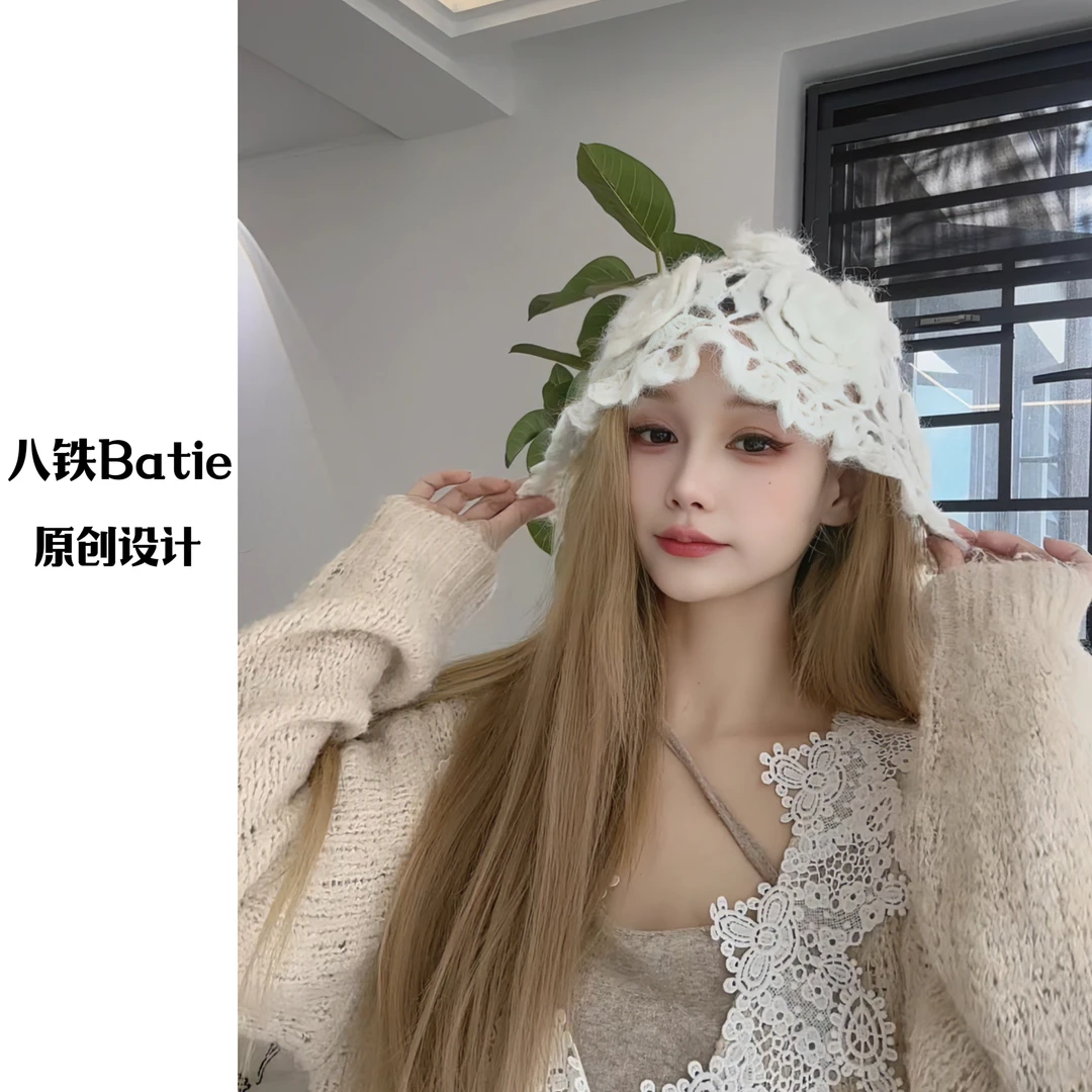 【甜美氛围】针织帽子镂空甜美百搭包头秋冬气质