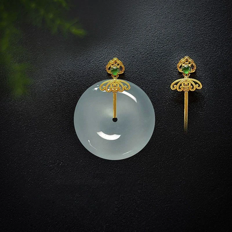 镀18k色平安扣扣头加厚吊坠扣镶嵌氛围感配饰diy配件吊坠夹扣女款