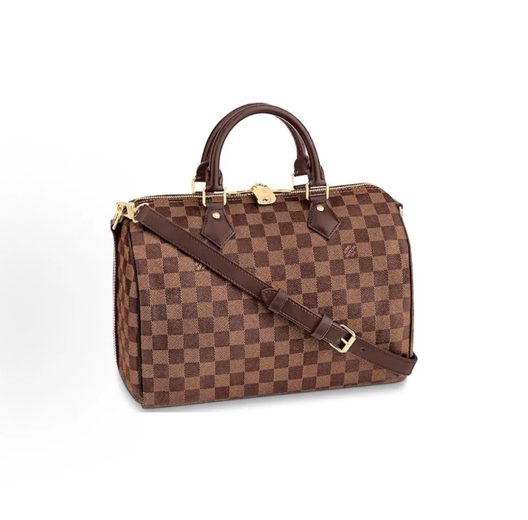 99新 LouisVuitton/路易威登 Lv棕棋盘格speedy 30肩带款（98新）