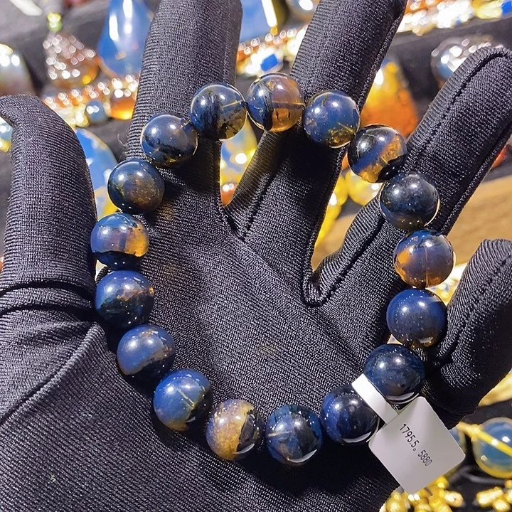 琥珀未镶嵌珠宝奇石海藻手串12