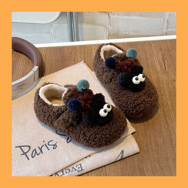 儿童卡通毛毛鞋2025秋冬新款女童加绒保暖棉鞋豆豆鞋浅口休闲鞋