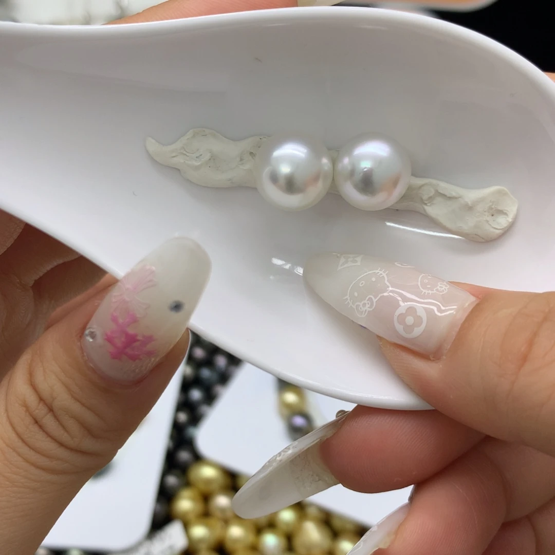 未镶嵌耳饰海水珍珠海水澳白背镶