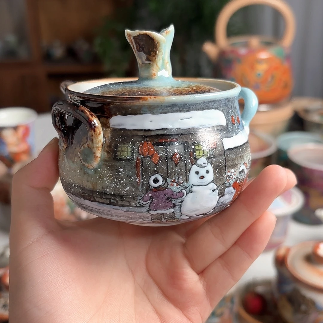 米***装景德镇手绘高温釉下彩陶瓷茶具