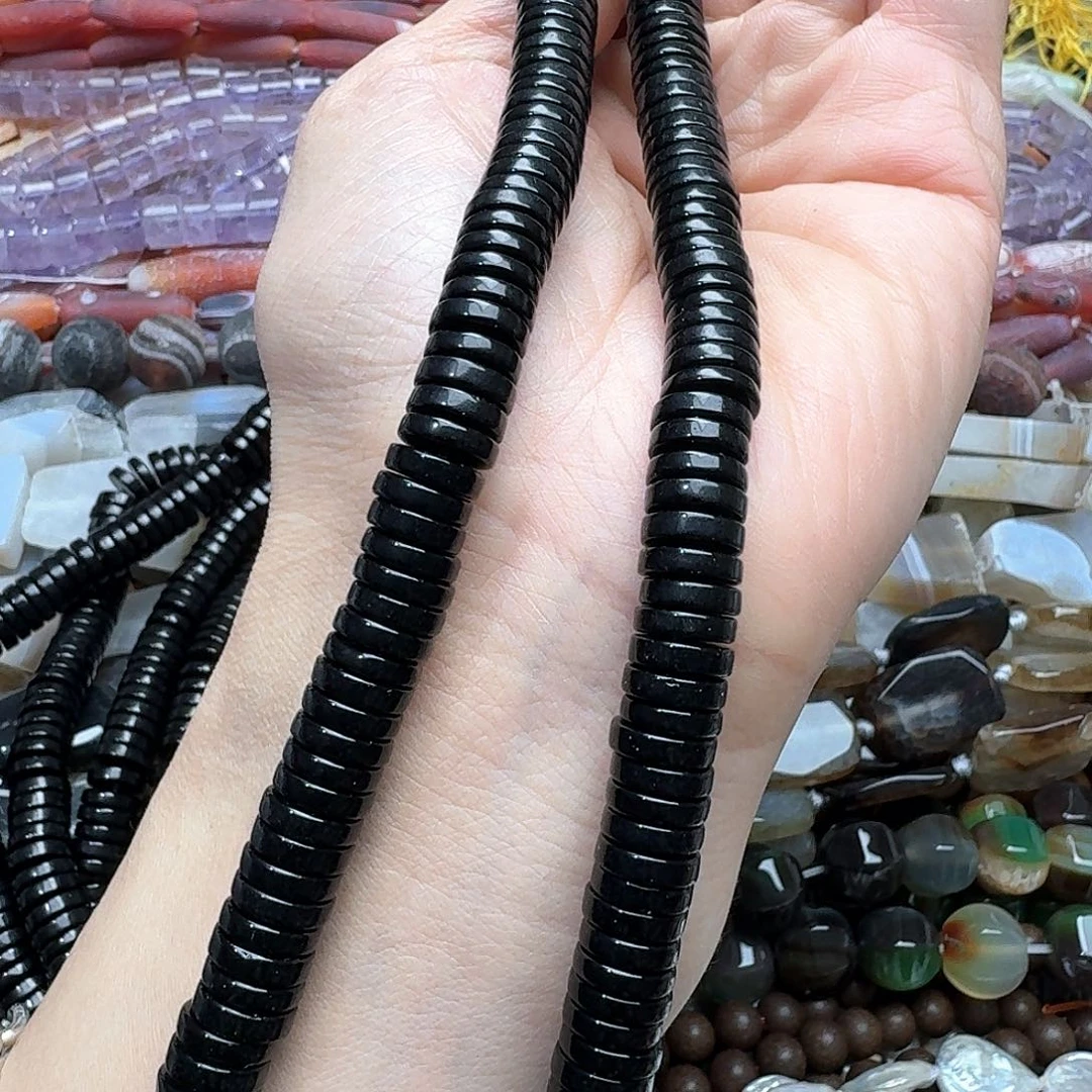 玛瑙/玉髓未镶嵌珠宝半成品一条10mm黑玛瑙隔片