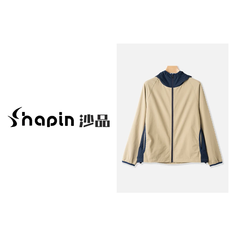 撞色休闲连帽速干外套通勤百搭春夏轻薄长袖上衣女XHR5761