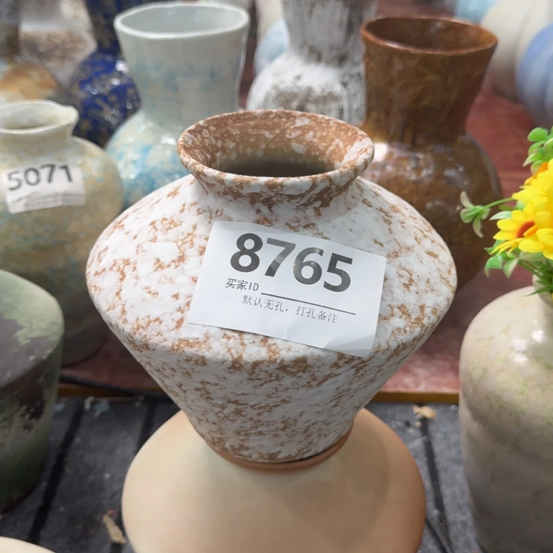 陶摆件景德镇高温花瓶编码8765高17口6默认无孔
